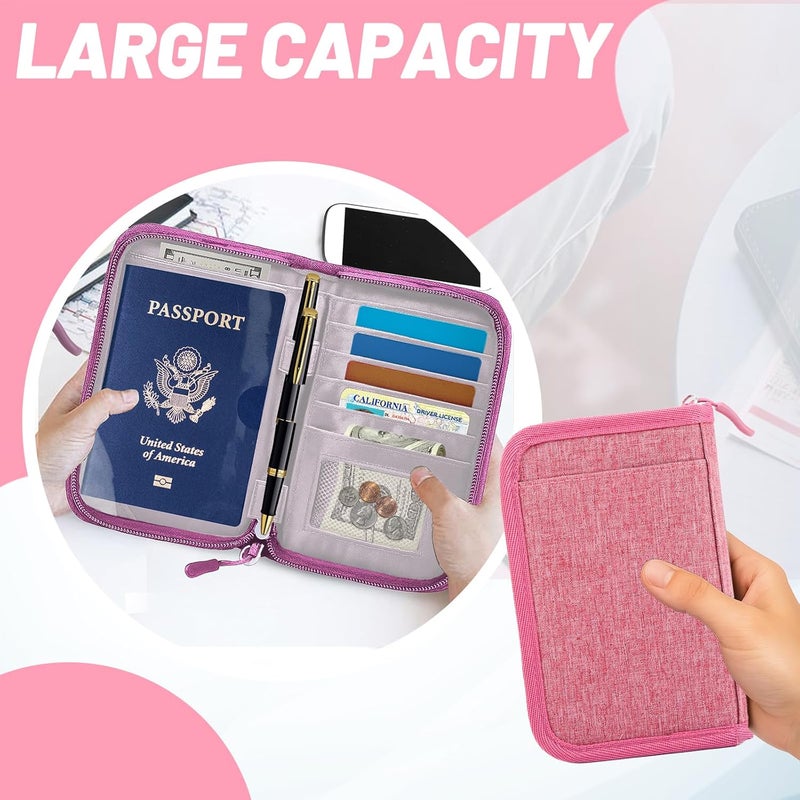 EPIMA Passport Holder for Travel Essentials, RFID Blocking Protector Passport Wallets, Passport Document Organizer Case for Travel Must Have, Passport Book for Women, Couple, Family Cards, Tickets, ID, Cash - Image 5